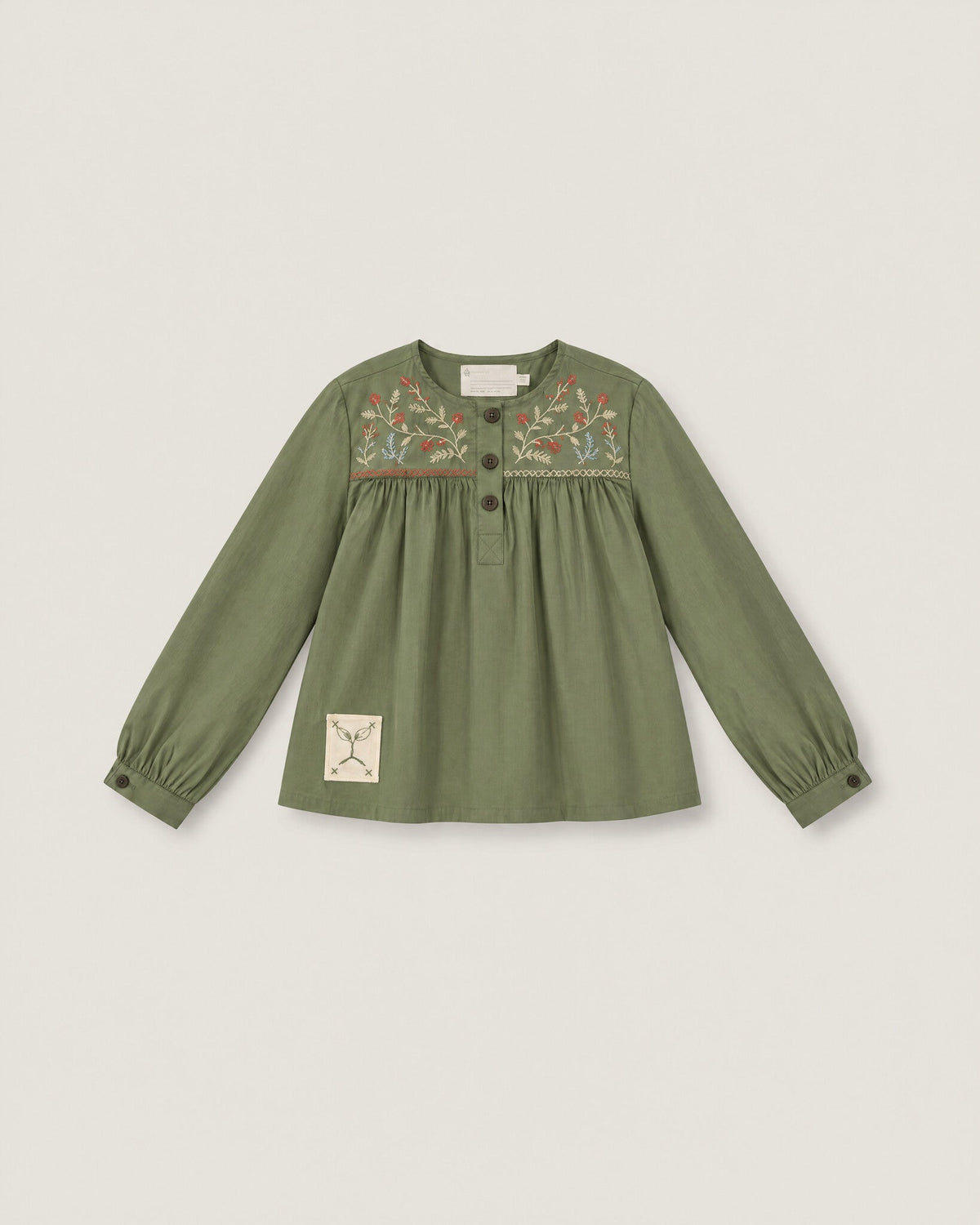 The Garden Blouse in Moss — front