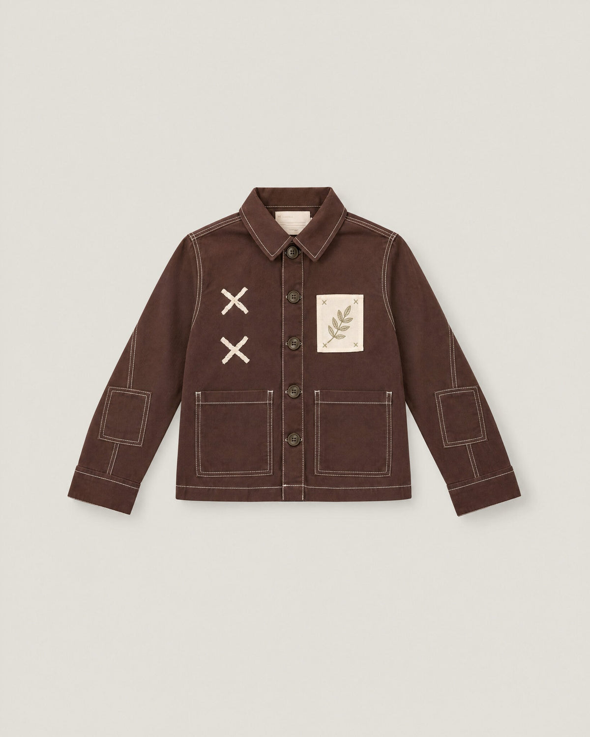 The Grid Overshirt in Bark — front