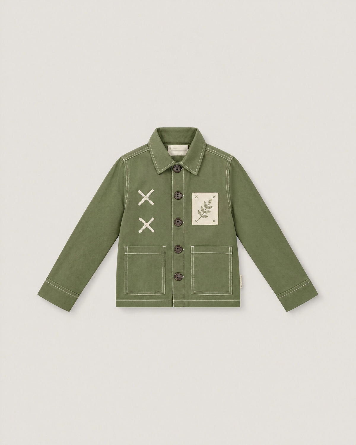 The Grid Overshirt in Moss — front