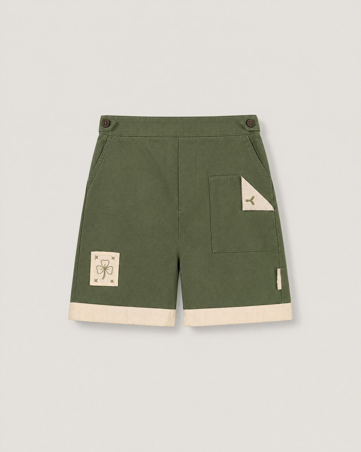 The Grid Shorts in Moss — front
