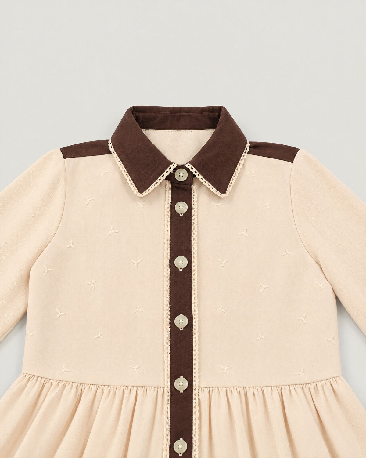 The Shirt Dress in Maple — contrast collar and placket detail